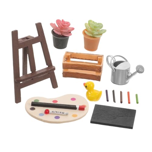 Sosoport 1 Satz Zeichnungswerkzeugmodell Dekoration Miniatur Puppenhaus-Versorgung Puppenhaus Mini-Malset Tiny- -Versorgung Mini-Skizzenset Plastik von Sosoport