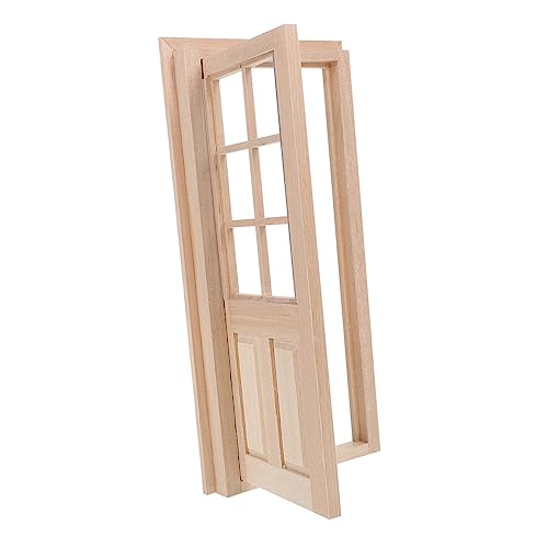 Sosoport 1 Satz puppenhaus DIY tür Miniatur Möbel Puppenhaustür holzspielzeug holzspielsachen puppenstuben zubehör Dekoration Holzdeko selber Machen Mini-Tür-Modell hölzern Khaki von Sosoport