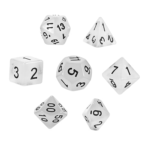 Sosoport 1 Set 7 Teilig Leuchtende Mehrseitige Rollenspielwürfel Brettspielwürfel Spielwürfel Interessante Zahlenwürfel Polyedrische Leuchtwürfel Kunststoff von Sosoport