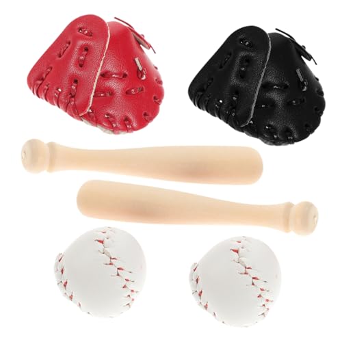 Sosoport 1 Set Baseball Modell Baseballhandschuh Solide Baseballschläger Dekoration Mini Baseball Puppenhaus Gerät Miniatur Baseball Requisite Mini Mini Zubehör DIY von Sosoport