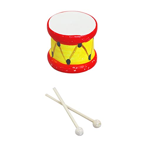 Sosoport 1 Set Mini Drum Decor Puppenhaus Trommel Modell Mini Trommel Mit Drumstick Mini Trommel Schmücken Trommel Decor Modell Miniatur Trommel Holz von Sosoport