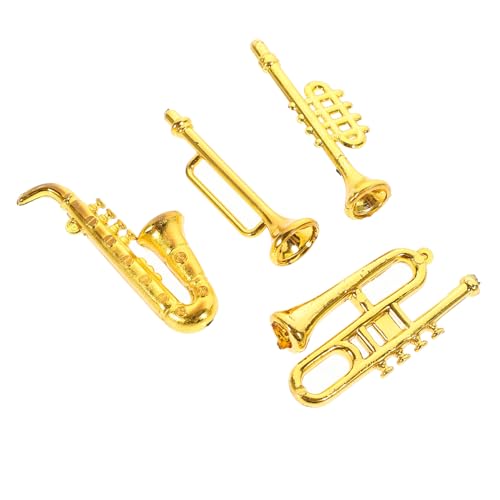 Sosoport 1 Set Mini Ornament Puppenhaus Mini Musikinstrument Modellinstrumente Miniaturflöte Kleines Klassisches Instrument Mini Gitarre Mini Musikinstrument Goldene Pp von Sosoport