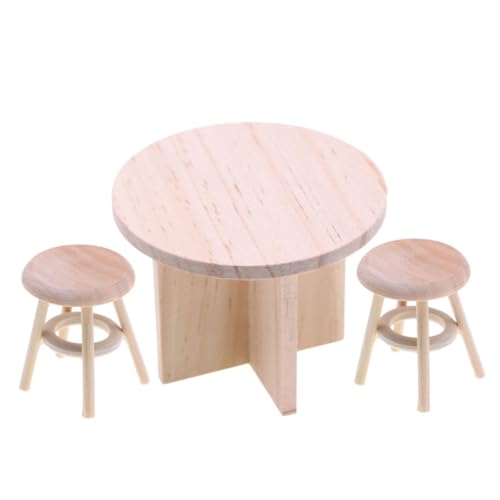 Sosoport 1 Set Miniatur Dollhouse Möbel Set Unvollendeten Runden Tisch Und Stühle Realistische Holz -esszimmerzubehör Für Küchen- Und Esszimmerdekoration von Sosoport