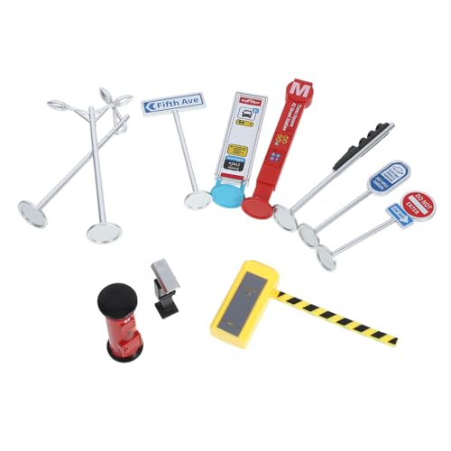 Sosoport 1 Set Miniatur Transporteinrichtungen Verkehrsschild DIY Schilder Verkehr Schwarz Kleine Modelle Sandtisch Zubehör Sandtisch Mini Signalmodell von Sosoport