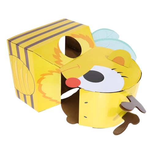 Sosoport 1 Set Papierbox Flugzeugspielzeug Tragbares Papptier Kinderpappe Tragbares Tierspielzeug Kleinkind Tierkostüm Tragbares DIY Tragbares Tierkostüm Gelb von Sosoport