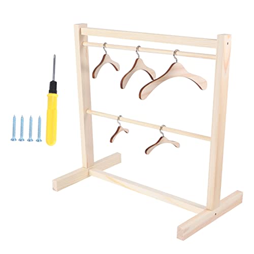 Sosoport 1 Set Puppenaufhänger Puppenschrankaufhänger Puppenoutfithalter Show Rack Puppen Kleine Puppenkleiderständer Puppenaufhänger Puppenkleiderständer Kleiderbügel Aus Holz von Sosoport