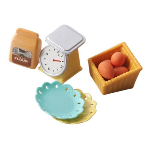 Sosoport 1 Set Puppenhaus Küchenwaage Spielzeughaus Mini Backspielzeug Mini Raumbausatz Simulierter Küchengeschirrsatz Mini Eierkorbmodell Mini Raumszenenspielzeug Dekoratives von Sosoport