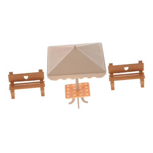 Sosoport 1 Set Realistische Parkbank Puppenhaus Möbel Stuhl Modell Miniatur Garten Kunststoff Regenschirm Modell Mini Bank Dekoration von Sosoport