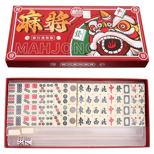 Sosoport 1 Satz Tragbares Mini-Mahjong Chinesisches Mahjong-Set Reise Tischspiel Mahjong Spielzeuge Chinesisches Mahjong-Spielzeug Mahjong-Requisiten Kleiner Mahjong einstellen PVC von Sosoport