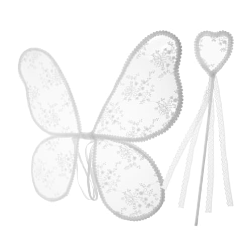 Sosoport 1 Set Schmetterlingsflügel Für Schmetterlings Engelsflügel Engelsflügel Für Mädchen Schmetterlingsstäbe Erwachsene Cosplay Flügel Und Kostüme Feenflügel Und Stäbe Weißes von Sosoport