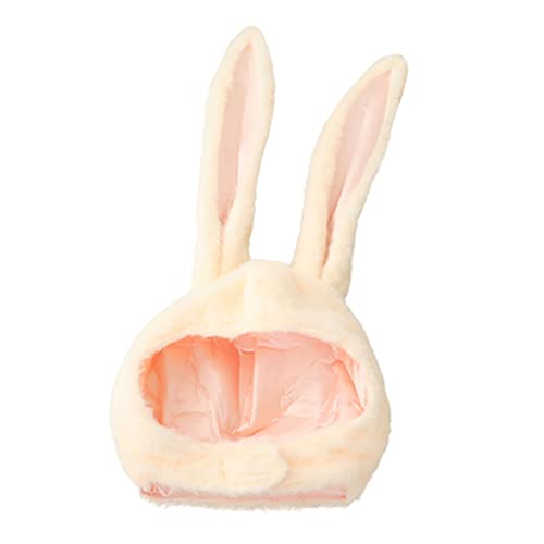 Sosoport 1 Stück Hut mit Hasenohren Tierkostümhüte Party Neuheit Kopfschmuck Ohrhaube erste halloween mitgebsel halloween oblaten Plüschhäschen-Ohrkappe Ostern-Partyhut PP Baumwolle Beige von Sosoport