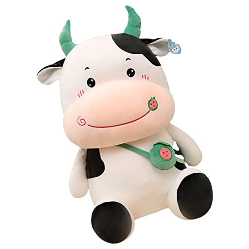 Sosoport 1 Stück Jahr des Ochsen Plüschtier Ochsenjahresmaskottchen Schmücken Plüschkuhpuppe Stofftierpuppe Heimdekoration Kissen in Kuhform Heimatkuhkissen Schmücken Green Satin-Jacquard von Sosoport