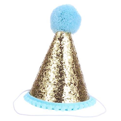 Sosoport 1 Stück Kindergeburtstagsmütze Party Band funkeln Stoff lustig Kegelhut Krone Geburtstagsfeier Dekoration Kindergeburtstag Hut glänzende Paillettenkappe Vlies-Geburtstagskegel Blue von Sosoport