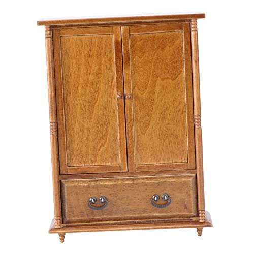 Sosoport 1 Stück Mini-Möbelzubehör für Dekoration Schlafzimmer Bedroom Decor holzspielsachen bastelzeug House Decoration Mini-Hausschmuck Miniatur Kleiderschrank hölzern Brown von Sosoport
