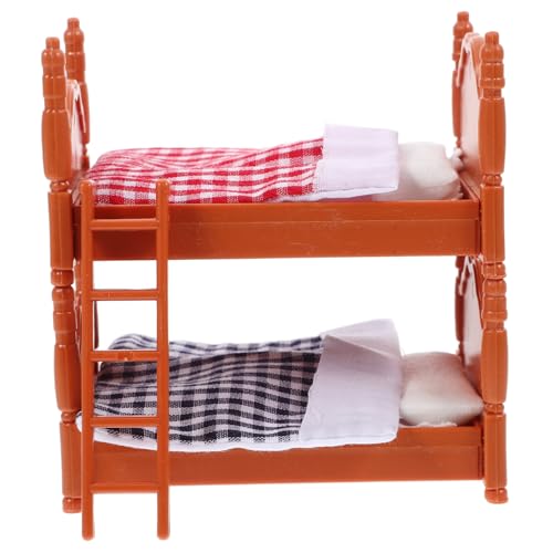 Sosoport 1 Stück Mini Schlafzimmerbett Miniatur Mini Doppelbetten Simulationsbett Realistische Betten Für Puppen Mini Etagenbetten Kinderbett Zwillingsbett Kleine Moderne Familien von Sosoport