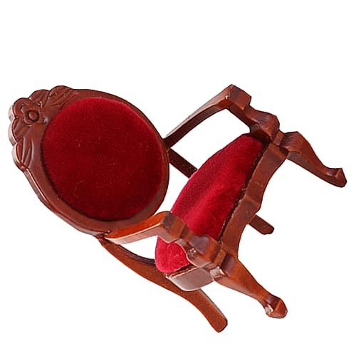Sosoport 1 Stück Modellstuhl für Puppe Mini - Kinderspielzeug kleinmöbel House Decoration holzspielzeug Mini-Stuhlverzierung Retro geschnitzter Stuhl Birke rot von Sosoport