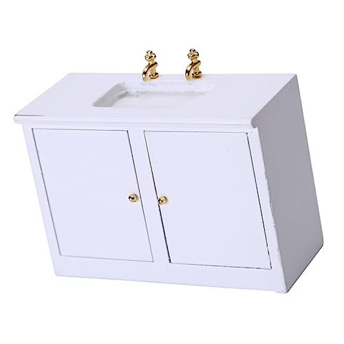 Sosoport 1 Stück Spültisch Spülbeckeneinlage DIY Zubehör Kleines Hausmodell Mini-möbelverzierung Mini-puppenmöbel Kleine Hausversorgung Mini-waschbecken Kleines Hauszubehör Weiß Hölzern von Sosoport