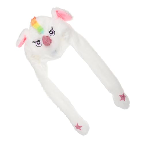 Sosoport 1 Stück -kappe Party Plüsch-einhorn-hut Warme, Flauschige Mütze Eins Ohren Flauschige Tiermütze Erwachsene Lustig Für Plüschmütze Ohr Springender Hut Weiß Kaninchenfell von Sosoport