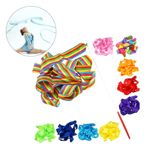 Sosoport Wirbelnde Stangenbänder 10 STK Spielzeug Rotieren Stromer Gymnastikstock Kunstbänder von Sosoport