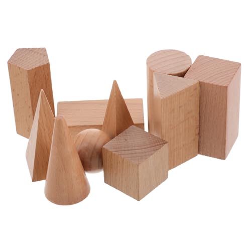 Sosoport 10 Stück Geometrisches Modell Aktivitätswürfel Feste Geometrieblöcke Geometrie Bausteine Holzmusterblöcke Geometrische Form Passende Geometrieform Geometrisch Beige von Sosoport