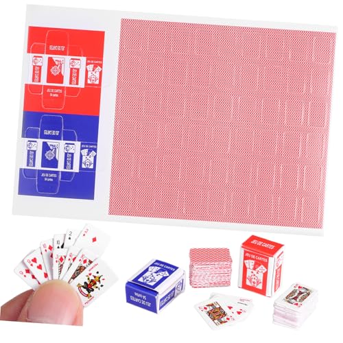 Sosoport 10 Stück Mini-Spielkarten Puppenhauszubehör Mini-Puppenhaus-Zubehör Puppenhausdekor Puppenhaus Miniaturzubehör Puppenzubehör Miniaturkarten beschichtetes Papier von Sosoport