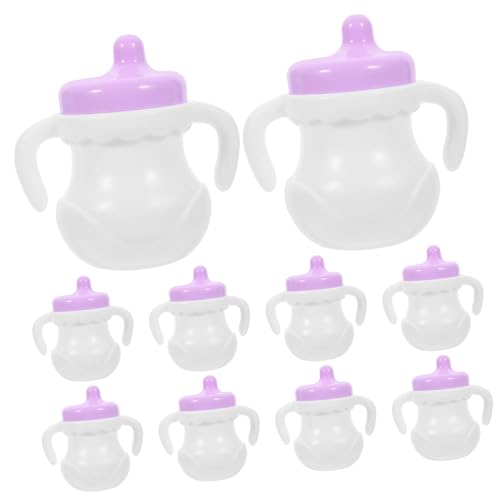Sosoport 10 Stück Puppenflaschenspielzeugzubehör Babypartybevorzugungen Für Mädchen Puppenzubehör Puppenfutterflasche Zubehör Für Babypuppen Miniaturflaschen Plastik von Sosoport