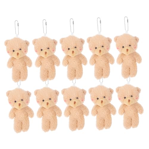 Sosoport 10 Stück Teddybärenschlüsselkette Miniatur-plüschbärenspielzeug Plüsch-plüschtier-anhänger Kleiner Plüschbär Mini-stoffbären DIY Plüsch-schlüsselanhänger Pp Baumwolle Light Brown von Sosoport