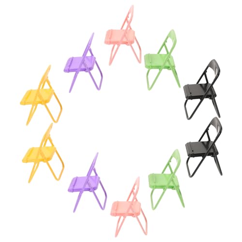 Sosoport 10 Stück Teiliges Miniatur Klappstuhl Handyhalter Desktop Ständer Puppenhaus Deko Ornament Faltbarer Puppenstuhl Vielseitiger Mini Stuhl für Wohnraumgestaltung von Sosoport
