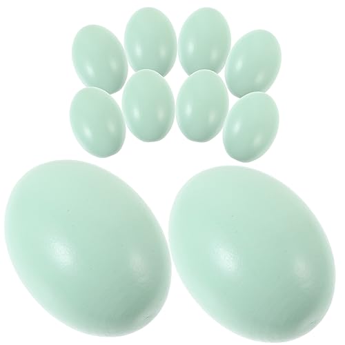 Sosoport 10 Stück bemaltes Hühner Kleines Holzspielzeug für Eier Holzeier zum bemalen Eierdekorationen kreatives Ei kleine Leere Spielzeuge für Eier Party-Eier- Grün von Sosoport