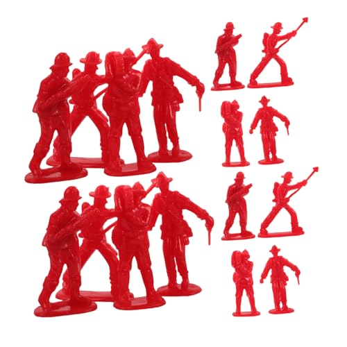 Sosoport 100 Stück Feuerwehrmann-Ornamente Feuerwehrmann-actionfiguren Feuerwehrmann-sammelfiguren Feuerwehrmänner Ornament Feuerwehrmann-puppenfiguren Feuerwehrspielzeug Rot Plastik von Sosoport