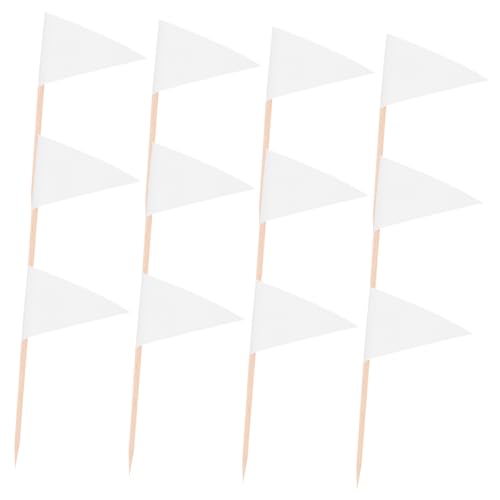 Sosoport 100 Stück Weiße Zahnstocherflaggen Mini Dreieckige Food Marker für Obst Käse Appetizer Party Dekoration Einfache Beschriftung und Vielseitige Verwendung von Sosoport