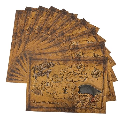 Sosoport 10Stücke Teiliges Piraten Robuste Papierkarte für Schatzsuche Deko für Halloween und Piratenpartys für Ihre Freunde von Sosoport
