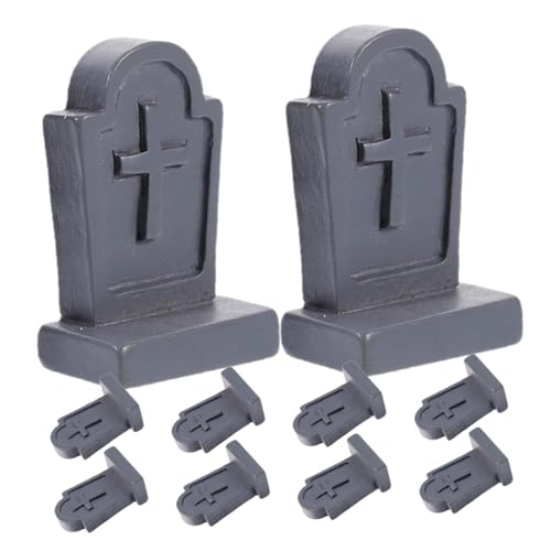 Sosoport 10pcs Grabsteine ​​Mini Sarg Grabstein Harz Ornamente Dekorationen Für Dollhouse Einzigartige Grabstein Schmuck Für Halloween Crafts Cemetery von Sosoport