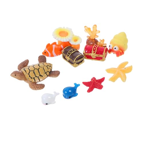 Sosoport 11Stücke Teiliges Miniatur Strandzubehör Meerestierfiguren aus Robustem Kunstharz für Puppenhaus Dekoration Aquarien und DIY Mikrolandschaften für Kreative Sommerprojekte von Sosoport