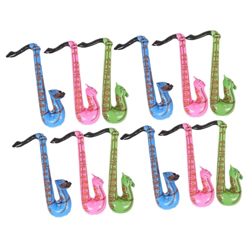 Sosoport 12 Stück Aufblasbares Musikinstrumentspielzeug Instrumente Aufblasbare Saxophon Saxophon sprengen künstliches aufblasbares Saxophonspielzeug PVC von Sosoport