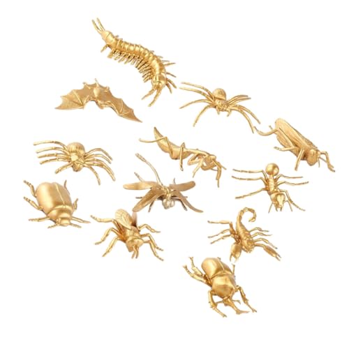 Sosoport 12 Stück Gold Insektenspielzeug Simulierte Insekten Modell Lernspielzeug Kognitives Simulierte Figuren Spielset Insektenfiguren Pädagogisches Spielset Realistische von Sosoport