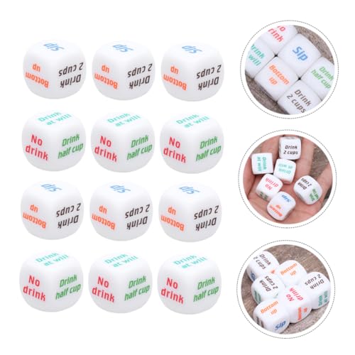 Sosoport 12 Stück Spiel Amusement trinkspiele für Erwachsene Alkoholspiel saufspiel für Erwachsene Gesellschaftsspiel Spielwürfel WHO Trinken Acryl Acryl. von Sosoport