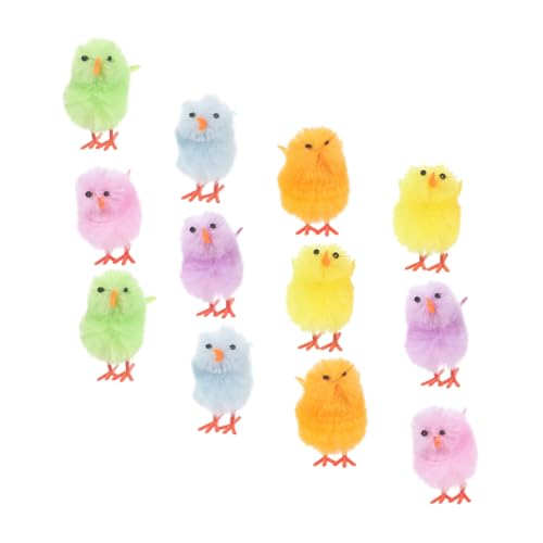 Sosoport 12 Stück Teiliges Flauschige Mini Plüschküken Künstliche Kleine Hühner Osterdeko Partygeschenk für Osterkorb und Bastelprojekte von Sosoport