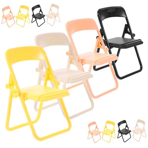 Sosoport 12 Stück Teiliges Miniatur Klappstuhl Realistisches Puppenhaus Möbel Multifunktional als Handyhalter und Micro Landschaftsdekoration Leichtes Verschleißfestes Material Geeignet von Sosoport
