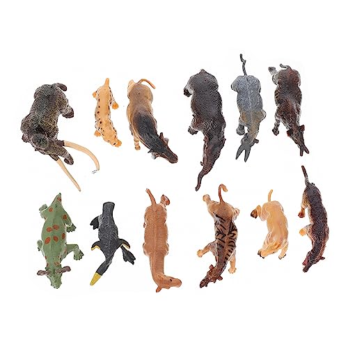 Sosoport 12 Stück Waldtiermodell Tierstatuen Desktop -Verzierungen Filigrane Tierfiguren Tiermodelle Desktop -Ornamente Lebendiges Tierhandwerk Heimdekorationen Plastik von Sosoport