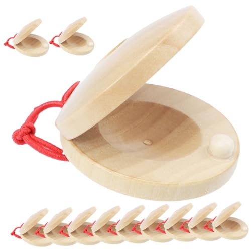 Sosoport 12Stücke Holzkastagnetten für Musikinstrumente zur Frühen für Sichere und Langlebige Fingerkastagnetten aus Holz Fördert Koordination von Sosoport