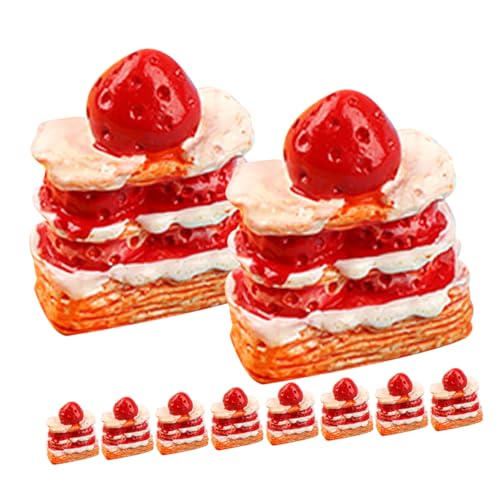 Sosoport 12Stücke Mini Erdbeerkuchen Set Realistische Mikrolandschaft für Puppenhaus Deko Dessert für Rollenspiele und Kreative Mini Hausgestaltung von Sosoport