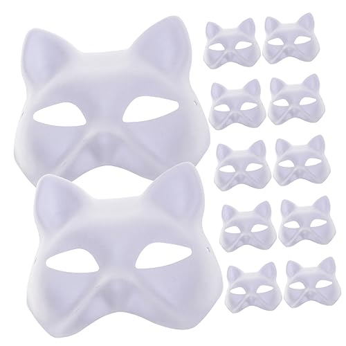 Sosoport 12Stücke Teiliges Katzenmaske zum Bemalen DIY Pappmaske für Halloween Cosplay und Kindergeburtstag Kreative Unbemalte Maske für Partys und Veranstaltungen von Sosoport