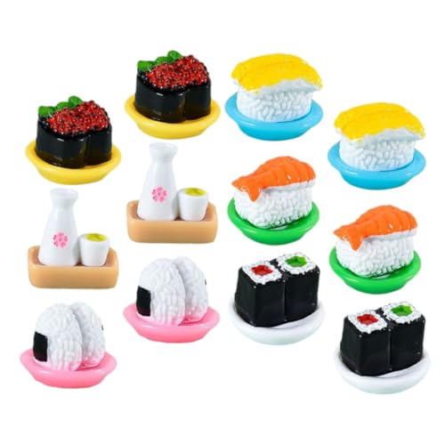 Sosoport 12Stücke Teiliges Künstliches Sushi Modellset aus Langlebigem Harz Realistische Japanische Deko für Puppenhäuser und Kreative Sushi Präsentationen von Sosoport