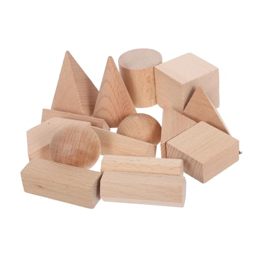 Sosoport 15 Stück Geometrische 3D Formen Holzwürfel Für Kleinkinder Holzblöcke Leere Steine Bauspielzeug Montessori Mathematik Lernwerkzeug Für Die Heimschule von Sosoport