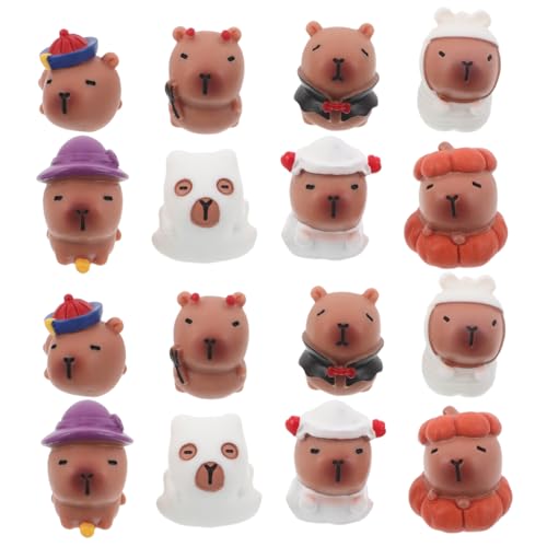 Sosoport 16 Stück Teiliges Miniatur Halloween Wasserschwein Figuren Kleine Harztiere für Feengarten Dekoration Vielseitige Mikro Landschaft Ornamente Kreative Party Tischdeko von Sosoport