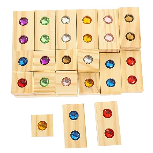 Sosoport 1Satz Edelstein Holzblock Stapelspielzeug Teile Farbenfrohe Pädagogische Bausteine für Fördert Kreativität und Motorische Fähigkeiten für Eltern Spiele von Sosoport