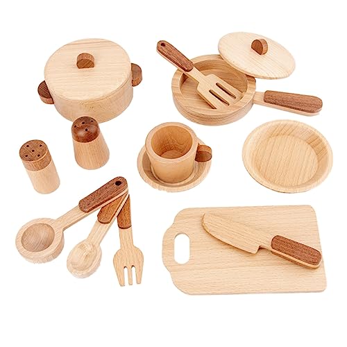 Sosoport 1Satz Holz Küchen Für Simulation Lernspielzeug Küchenutensilien Und Gemüse Set Lernspielzeug Für Jahren Holzspielzeug Natürlichem Farbton von Sosoport