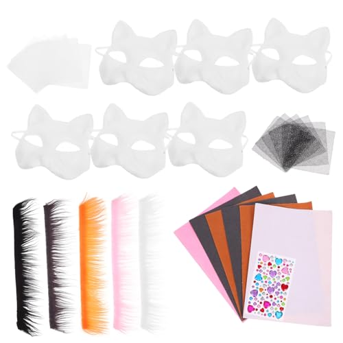 Sosoport 1Satz Kreatives Katzenmasken DIY Tiermaske aus Blankopapier für Karneval Maskerade und Cosplay Dekorativen Zubehörteilen zur Individuellen Gestaltung von Sosoport