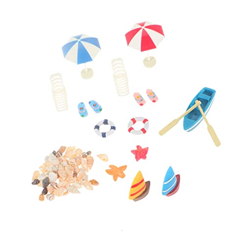 Sosoport 1Satz Mini Kinderspielzeug Teiliges Strand Deko Mit Boot Strandliegestuhl Für Sandkasten Und Spielzeughaus Zubehör von Sosoport